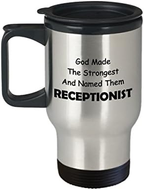Najbolje smiješno jedinstveno recepcionar kafe putni šolja za prijem čaja Savršena ideja za muškarce Žene Bog je napravio najjače