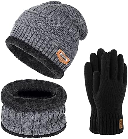 Topla zimska beanie hat i šal set Moderan Knit lobanja za muškarce žene