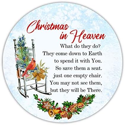 Decstic Welcome potpisni Božić u nebu okrugli metalni limenci crvene ptice na stolici Mistletoe vijenac Potpisujte ga sanke na zidnu