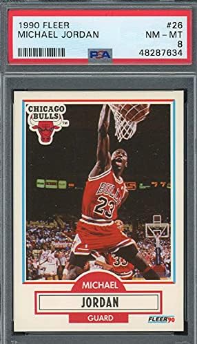Michael Jordan 1990 fleer košarkaška kartica 26 Ocjenjina PSA 8