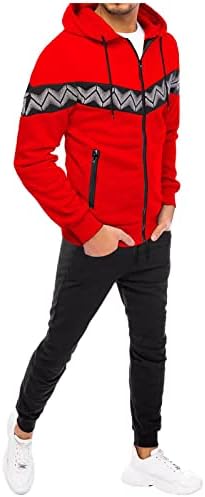 Duks s kapuljačom za muškarce muškarci dvodijelni set jakne za pantnu pantnu prugasti špricanje zvjezdane duksere s kapuljačom crvene