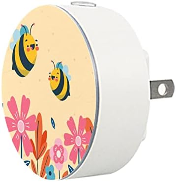 2 paketa Plug-in Nightlight LED Night Light pčelinja životinja sa senzorom od sumraka do zore za dečiju sobu, rasadnik, kuhinju, hodnik
