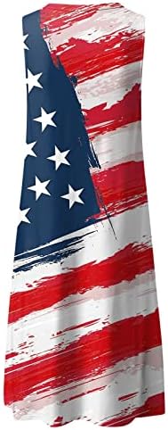 4. jula haljine za žene ljetna Ležerna haljina na plaži USA zastava bez rukava O vrat sa Ključaonicom pruge Tie-Dye sarafani