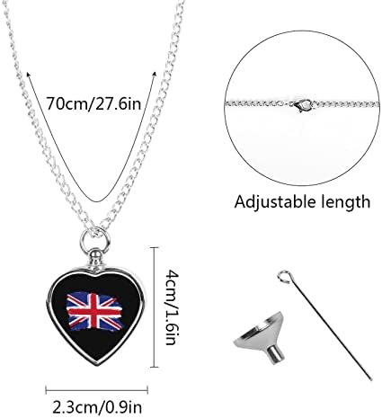 Zastava države Velika Britanija URN Ogrlica srce Srebrno URN COTHET privjesak za zaštitu nakita za pepeo za kućne ljubimce sa kompletom