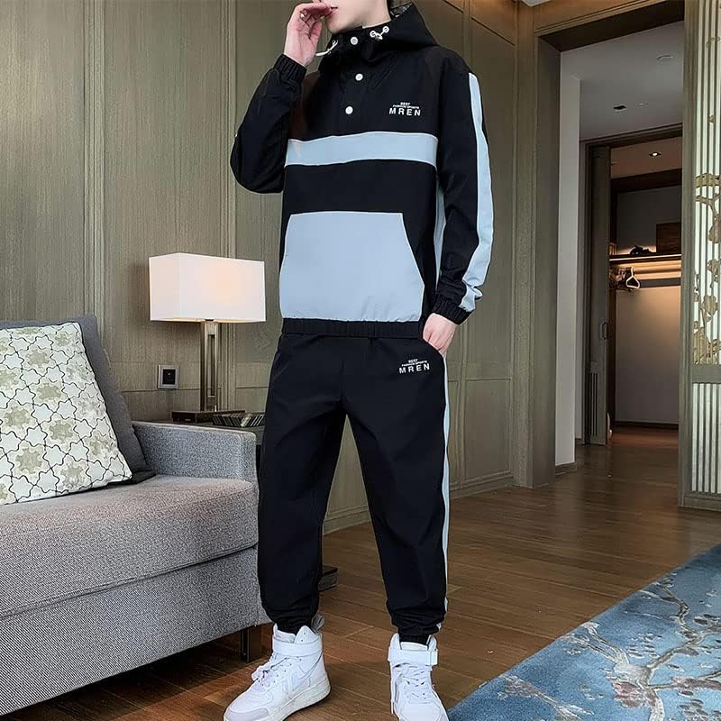 Mens Streetwear pulover s kapuljačom sa kapuljačom 2 komada setovi jakne i teretne hlače labave pantalone HIP hop jakna