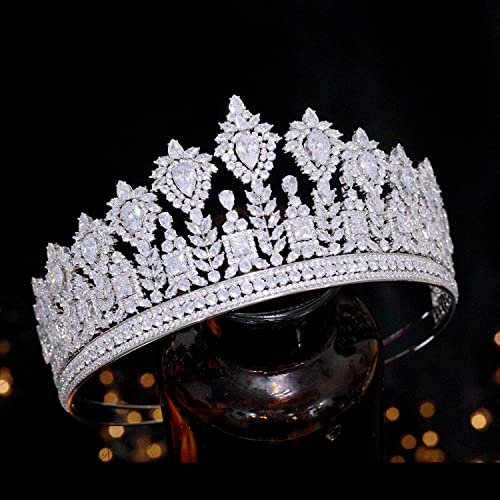 Aoligrace luxury Full kubni cirkonij tijare i Krune za žene veliki CZ vjenčanje pokrivala za glavu Prom Birthday Queen Hair Accessories
