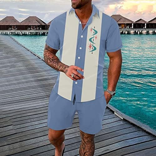 RTRDE muške polo majice i pantne set ljetni Havaji Seaside Holiday Digital 3D povremene odjeće Majice Kratki rukav, S-2xl