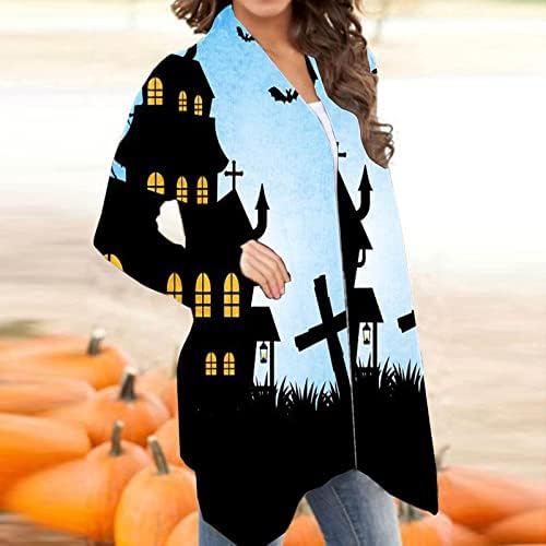 Ženska casual modna kardigan bluza Žene Halloween 3D tiskani otvoreni prednji kaput vrhovi dugih rukava Kardigani