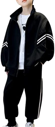 AISLOR Boys 2 komada TrackSuits dugih rukava sa ovratnikom Striped print Zip Jacket Tow s jogger dukserice