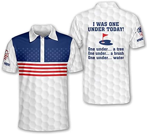 Lasfour Personalizirano smiješno golf polo majica za muškarce ponosna golf američka zastava polo majica, 3D patriotski muški golf