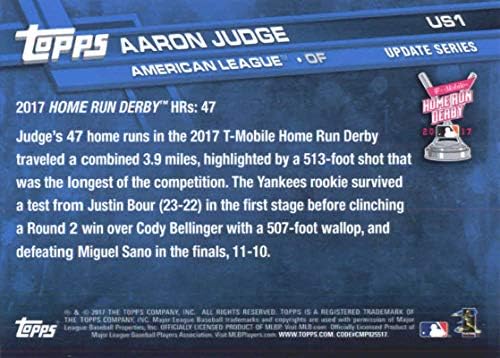 2017 Ažuriraj serija US1 Aaron sudija New York Yankees Baseball Home Run Derby Rookie Card