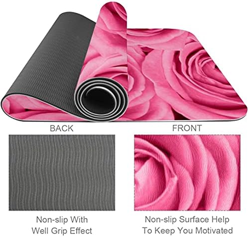 6mm Extra Thick Yoga Mat, pink rose Print Eco-Friendly TPE exercise Mats Pilates Mat sa za jogu, trening, Osnovni fitnes i podne vježbe,