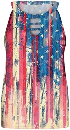 4. jula Torbi za košulje za žene USA zastava Ljetne casual majice bez rukava Striptized Patriotsko tenderske vrhove