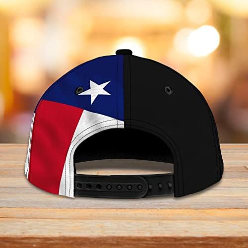 Custom Texas Državne zastave za muškarce za muškarce, patch karte i zastava crni šešir tiskani, personalizirani bejzbol kapa