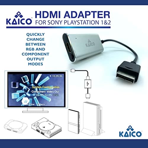 KAICO PS1 HDMI / PS2 AV kabel za sve modele Sony PlayStation & PS2 - ugrađen u sklopku za zamjenu između RGB ili komponente - PS1