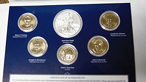 2015 W nama MINT 6-novčića godišnji neobičan dolar set sa satenskim dolarima i izgorenim srebrni orao 1 sjajan