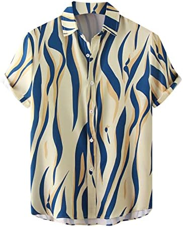 Havajska majica za muškarce, ležerne tipke za tiskovanje niz rever kratki rukav Slim Fit majice Ljetni stil na plaži