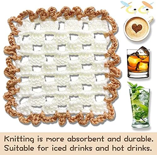 Xgigix Crochet Designer Ručno rađeni podmetači - 4 pakovanje, za sva pića, vaze, staklo. Ažurirano Great Housewarminging Day ideja.