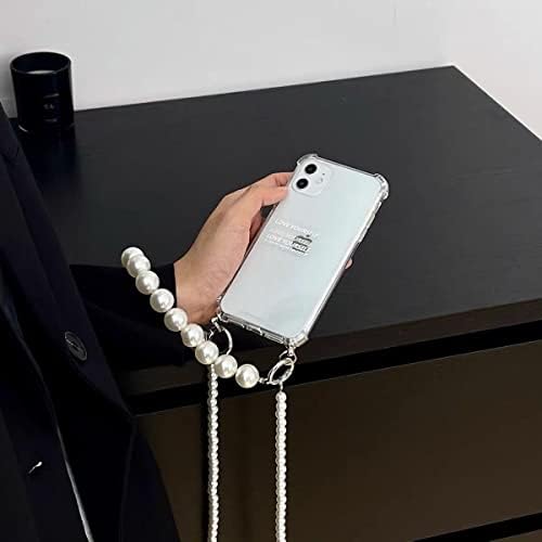 Kingminos Clear Telefon sa križnim biserom, biserni poklopac lančanog telefona sa lancima, bez žutilačkim poklopcem odbojnog udara