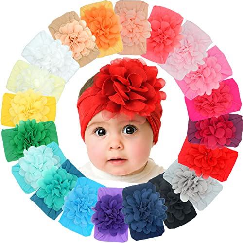 20 boja 4-inčni Šifonski cvijet za djevojčice trake za glavu meke elastične najlonske trake za kosu za novorođene male djevojčice