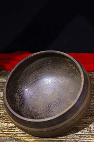 6 Tibet budizam Stara brončana posuda Buddha Sound Bowl Budizam Dharma Copper Chime Buddha Sound Mahagoni Ručka bakrena posuda