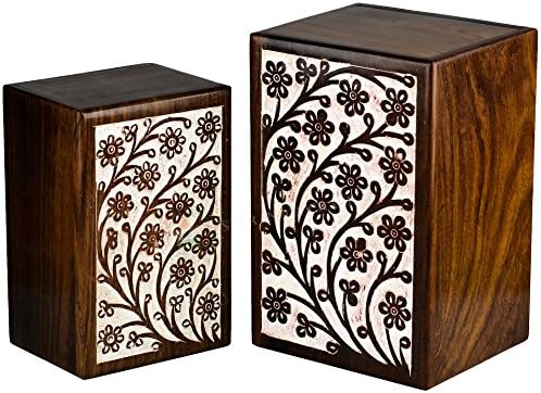 Star India Craft Rosewood urne za ljudski pepeo odrasli - Savršena urne za kremiranje za pepeo, tamno smeđa pogrebna urna urnu za