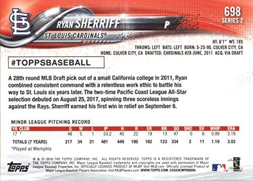 2018 TOPPS serija 2 698 Ryan Sherriff St. Louis Cardinals Rookie bejzbol kartica - Gotbasebalcards