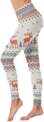 XXBR ženske božićne joge hlače visoki struk Xmas Reindeer SnowFlake Ispiši gamaše trbušnjaka Trenutna joga nogavica