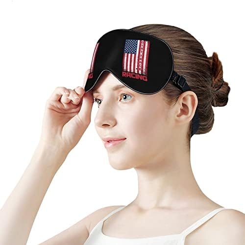 Dirtrack Racing American Flag Mekana maska ​​za oči Prekrijte efektivno sjenčanje slijepo-očiju Udobna maska ​​za spavanje s elastičnim