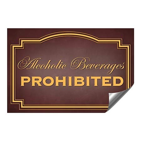 CGSIGNLAB | Alkoholna pića zabranjena - klasična smeđa teška industrijska samoljepljiva aluminijska zidna zidna naljepnica | 48 x32