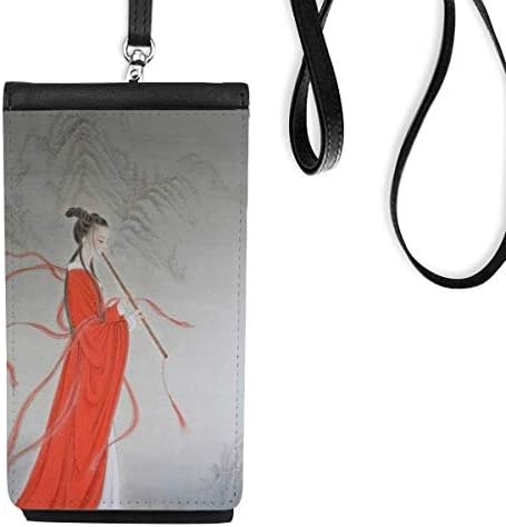 Flauta crvena ljepotica kineski slikarski telefon novčanik torbica viseći mobilni torbica crni džep