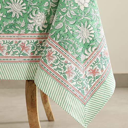 Labhanshi indijski blok Printcloth, zeleni cvjetni pamučni stol, uskršnji vjenčani stol, boho odmor za odmor stolnjak, poklon za novih