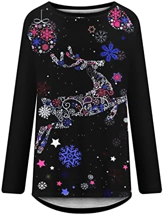 Ženski Xmas Ležerne prilike za tajice za gamaše božićne rukavske kraljevske bluze Bluze labave fit tiskane košulje dukserice