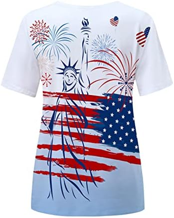 Dame Crew Crt Crtne bluze Casual Bluzes Thirts Kratki rukav USA Zastava Ispiši opušteno FIT Fall Ljetni bluze 2023 qt