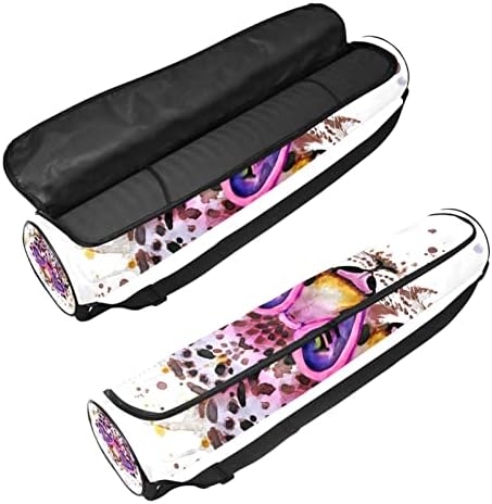 RATGDN Yoga Mat torba, Leopard sa Splash Akvarelnom teksturom Vježba Yoga Mat Carrier full-Zip Yoga Mat torba za nošenje sa podesivim