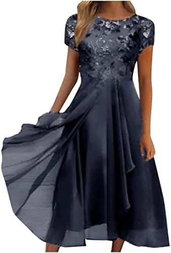 Seryu Womens Ljetna šifonska haljina Boho tiskana V-izrez Dugi rukav haljina Ležerne prilike za neregularna hemba