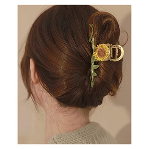 Qylas elegantna ručno izrađena suncokreta za kosu za kosu stražnji dio glavne temperamente GRASP Clip Veliki morski pjkoti