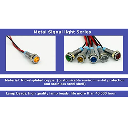 4 kom 12 mm Metalni lampica, 24V signal lagan vodootporan sigurnosni signal lagano upozorenje sa žicom od 15cm, crveno