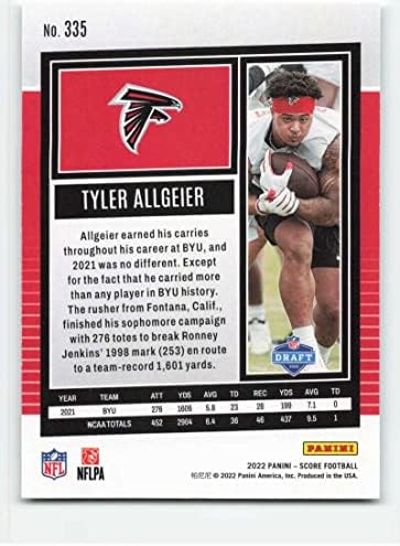 2022 Ocjena 335 Tyler Allgeier NM-MT RC Rookie Atlanta Falcons Football NFL