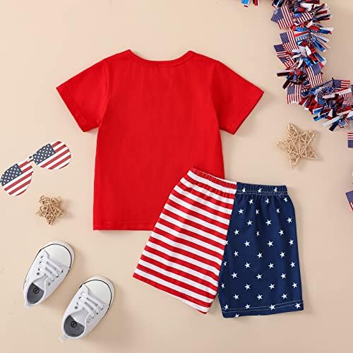 TinyPierter Toddler Boy 4. jula Outfit Majica kratkih rukava Top + Američka zastava Kratke hlače za dječaka Danska odjeća za neovisnost