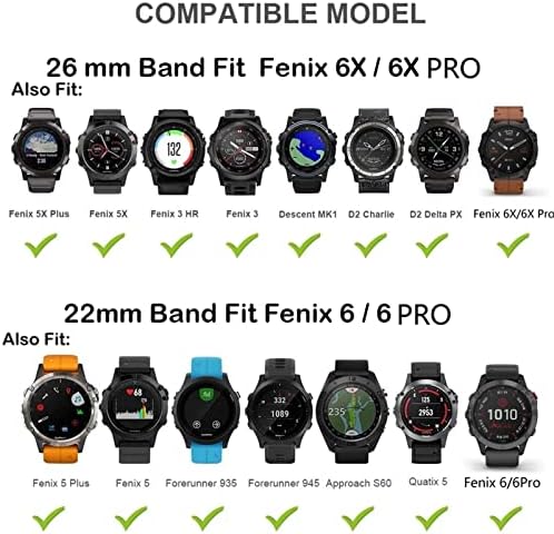 Buday 20mm Trake za promatranje za Garmin Fenix ​​7S 6S 6SPRO sat Brzo izdanje Silikonske Easy Fit zapet za Garmin Fenix ​​5s / 5s