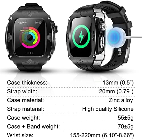 Metalna futrola za Apple Watch serija 8 7 45mm Muškarci Proizvođač Proizvođač CASTE CASTE METAL COTHARY s opsegom za IWATCH 6 5 4