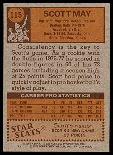 1978 TOPPS # 115 Scott May Chicago Bulls Ex / MT Bulls Indiana