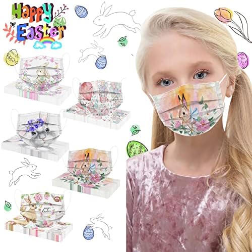 JMETRIE 50pc Uskršnja jednokratna maska za lice za djecu, Bunny Print face Cover vanjska zaštita prozračna maska za dječake i djevojčice