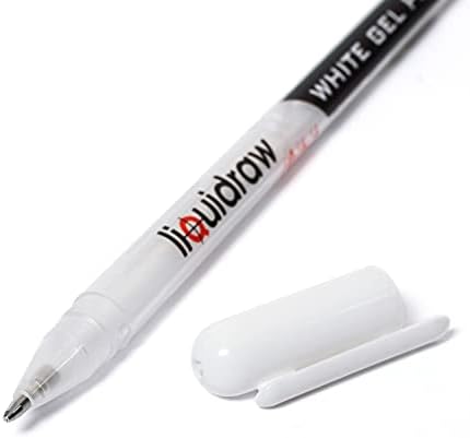 LiquidRaw White Gel olovke za umjetnost, crni papir 0,8 mm gel olovke za umjetnike, hajlatove, crtanje, pisanje i skiciranje dizajna