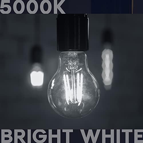 LUXRITE Vintage A19 LED sijalice 100 W ekvivalentno, 1600 lumena, 5000k svijetlo bijele, Edison sijalice sa mogućnošću zatamnjivanja, 12w, vlažne, ul navedene, sijalica od prozirnog stakla, E26 Srednja baza
