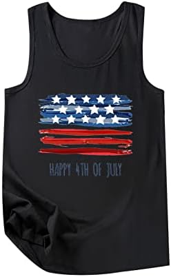 Sretan tenkovi od 4. jula za žene američka zastava košulju Slatko pismo tiskane patriotske majice Ljetni majica bez rukava