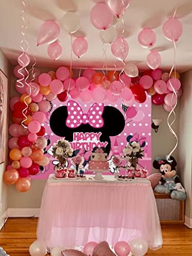 Mouse Photo Backdrop Hot Pink Happy Birthday pozadina za djevojku princeza Rođendanska zabava dekoracija Baby Shower Kids fotografija