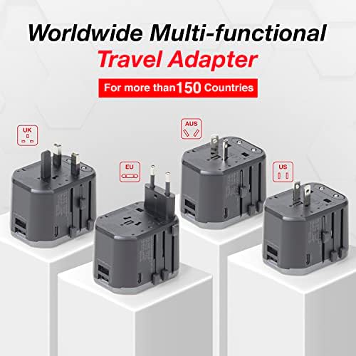 Univerzalni utikač za Putni Adapter-sa putnim punjačem tipa C od 15W,2 USB-a, AC univerzalnim adapterom za napajanje. Međunarodni