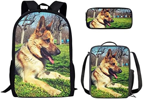 Dreaweet slatki Beagle ruksak Set sa torbom za ručak pernica Crna Školska torba olovka torba i kutija za ručak sa printom psa 3 paketa